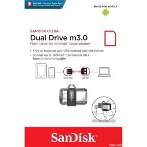 USB флеш-накопичувач SanDisk 64GB Ultra Dual Black USB 3.0 OTG (SDDD3-064G-G46) U0214525, Флеш-карти пам'яті (USB-flash) - фото 1