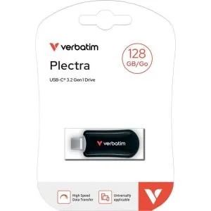 USB флеш накопитель Verbatim 128GB Plectra Black USB-C (30225) U1077777, Флеш-карты памяти (USB-flash) - фото 1