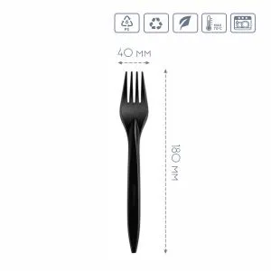 Виделки одноразові преміум 180 мм чорні 01140014, Одноразові виделки - фото 1