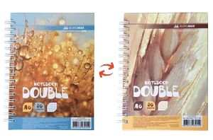 Записна книга DOUBLE А6 на пружині 96арк., клітка, твердий ламін. обкладинка Buromax BM.24671101 - Фото 3