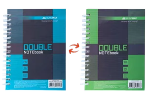 Записна книга DOUBLE А6 на пружині 96арк., клітка, твердий ламін. обкладинка Buromax BM.24671101 - Фото 5