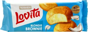 Сдобное печенье Roshen Lovita Blondie Brownie з кокосом ККФ 152г 21шт 4823077646270, Печенье