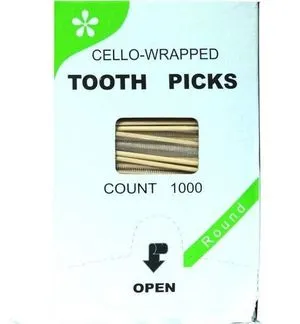 Зубочистки 1000шт бамбук с ментолом в индивид.упаковке К-Tooth Picks 0122590