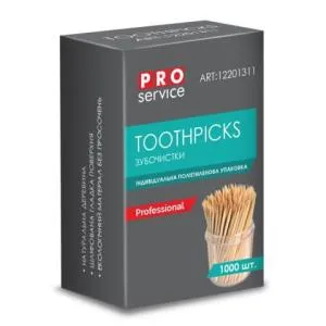 Зубочистки ProService березові в ПП оболонці 1000шт pr.12201312, Зубочистки