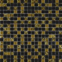 Мозаика Grand Kerama микс черный-золото рельефное-золото 913