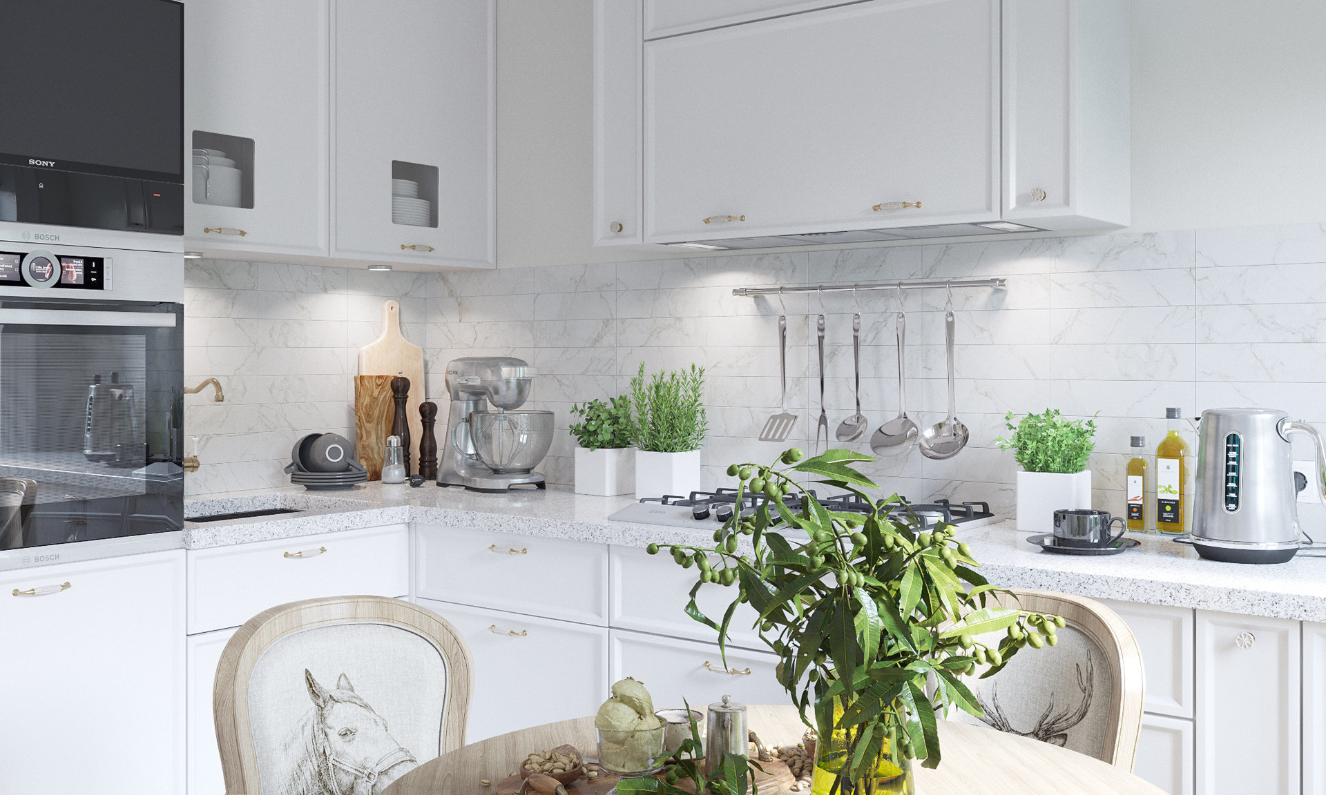 плитка под мрамор для кухонного фартука