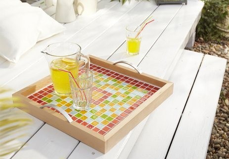 поднос для еды из мозаики