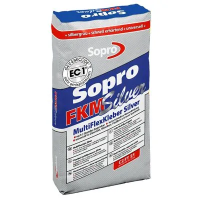 Швидковисихаючий високоеластичний клей Sopro FKM 600 Silver 15кг, Фото