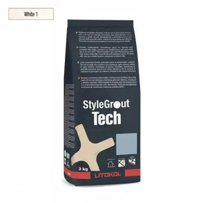 Фуга для швів Litokol Stylegrout Tech Sgtchwht10063 3 кг WHITE 1 Білий, Фото