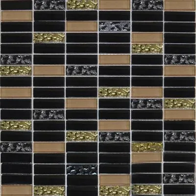Мозаика Grand Kerama микс черный-черный рифленый-бежевый 1084, Фото