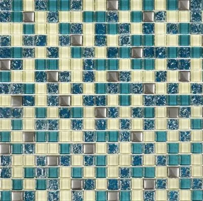 Мозаїка Grand Kerama мікс тіфані-бірюза-охра 2083, Фото