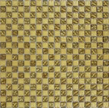 Мозаика Grand Kerama шахматка рельефное золото-золотой песок 443, Фото