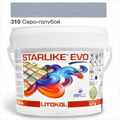 Затирка епоксидна для швів Litokol STARLIKE EVO STEVOAPL02. 5 2,5 кг 310 Сіро-блакитний, Фото