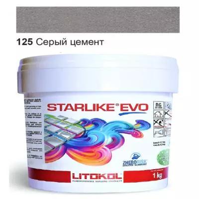 Затирка епоксидна для швів Litokol STARLIKE EVO STEVOGCM0001 1 кг 125 сірий цемент, Фото