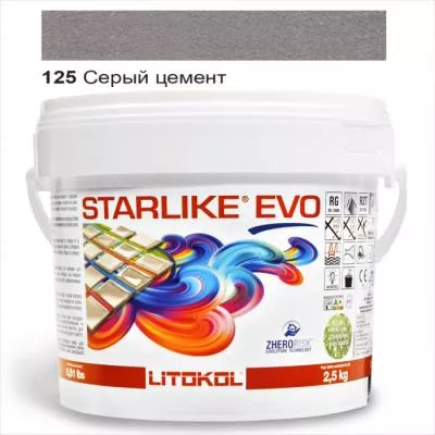 Затирка епоксидна для швів Litokol STARLIKE EVO STEVOGCM02. 5 2,5 кг 125 сірий цемент, Фото