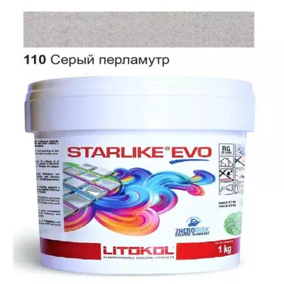 Затирка епоксидна для швів Litokol STARLIKE EVO STEVOGPR0001 1 кг 110 сірий перламутр, Фото
