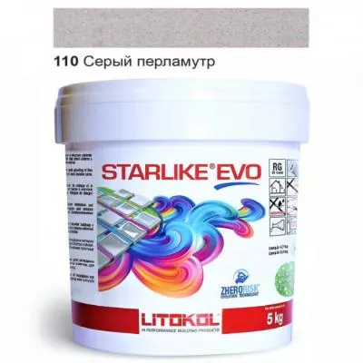 Затирка епоксидна для швів Litokol STARLIKE EVO STEVOGPR0005 5 кг 110 сірий перламутр, Фото