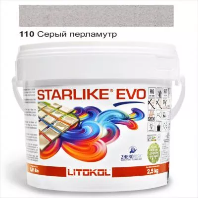 Затирка эпоксидная для швов Litokol STARLIKE EVO STEVOGPR02.5 2,5 кг 110 серый перламутр, Фото