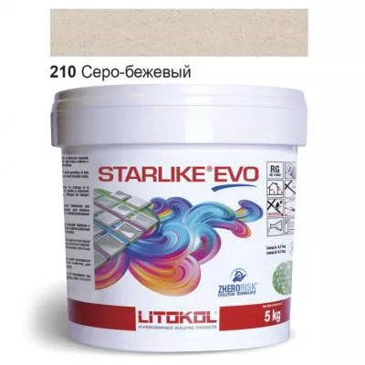 Затирка епоксидна для швів Litokol STARLIKE EVO STEVOGRE0005 5 кг 210 сіро-бежевий, Фото