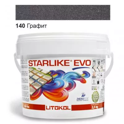 Затирка эпоксидная для швов Litokol STARLIKE EVO STEVONGR02.5 2,5 кг 140 графит, Фото