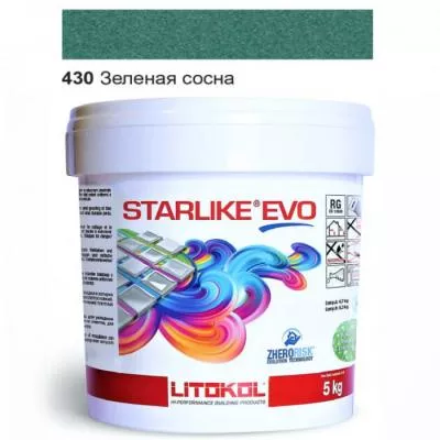 Затирка эпоксидная для швов Litokol STARLIKE EVO STEVOVPN0005 5 кг 430 зеленая сосна, Фото