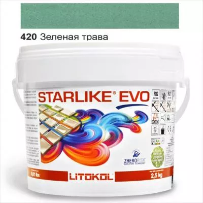 Затирка эпоксидная для швов Litokol STARLIKE EVO STEVOVPR02.5 2,5 кг 420 зеленая трава, Фото
